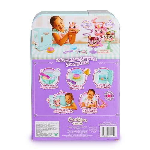 Cookeez Makery Freezy Cakez Mix & Decorate your plush best friend! Place your cake mix in the freeze And Be Amazed When A Scented, Shivering, Interactive Plush Friend comes out!