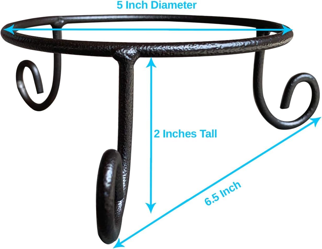 EcoRise Black Iron Ball Stand - Gazing Globe Stand for Balls, Sphere Holder Wrought Iron Display Stand, Crystal Ball Stand, Glass Bowl Ring Metal Egg Stands, Gazing Ball Stand (5" Diameter X 2" Tall)