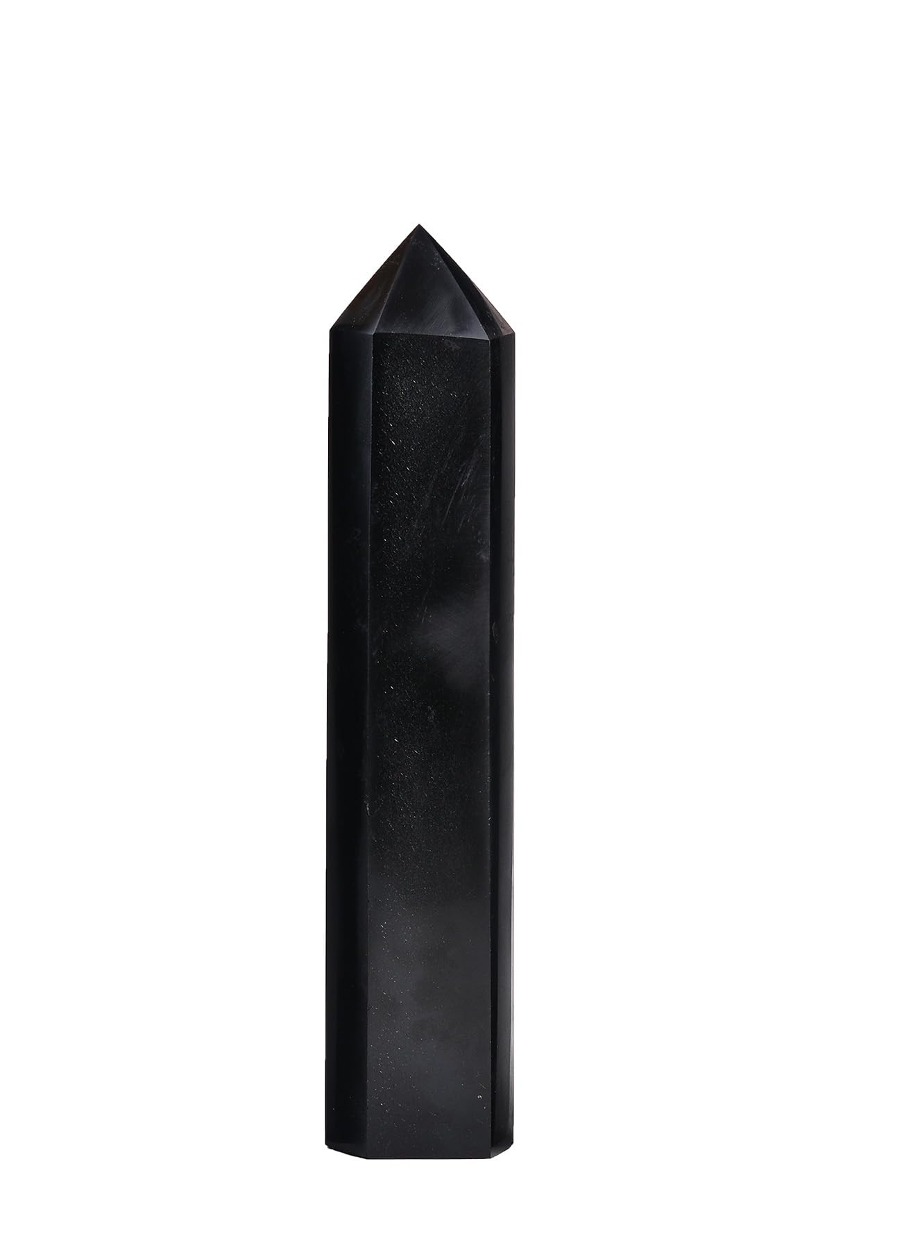 AMOYSTONE Black Obsidian Tower Wand 3-3.5 Lbs Hand-Polished 6-Faceted Gemstone Pillar Protective Stone Altar Supplies for Meditation Bedroom Side Table Placement Shelf Ornament