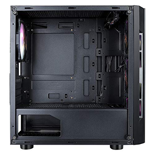 CiT Flash ARGB PC Gaming Case, Micro-ATX, 4 x 120mm ARGB Rainbow Fans Included, Tempered Glass, LED Button, 8 Fan Support, Water-Cooling Ready | Black