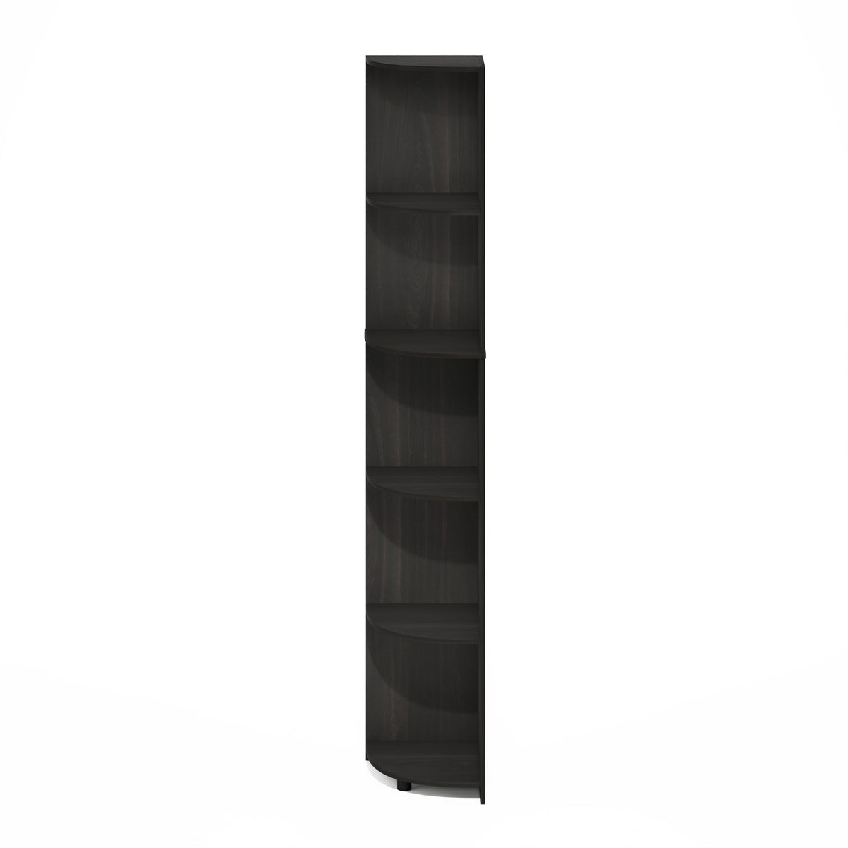 Furinno ECON Corner Shelf, 5-Tier Corner Book Shelf, Storage Shelves, Display Rack, Bookshelf, for Organization and Storage, Living Room, Home Office, Espresso