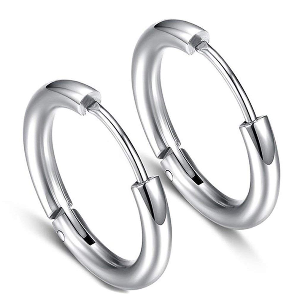 316L Surgical Stainless Steel Huggie Hoop Earrings 11mm Hypoallergenic Earrings Hoop Cartilage Helix Lobes Hinged Sleeper Earrings For Men Women (D02:11mm Silver(THK 2.0mm))