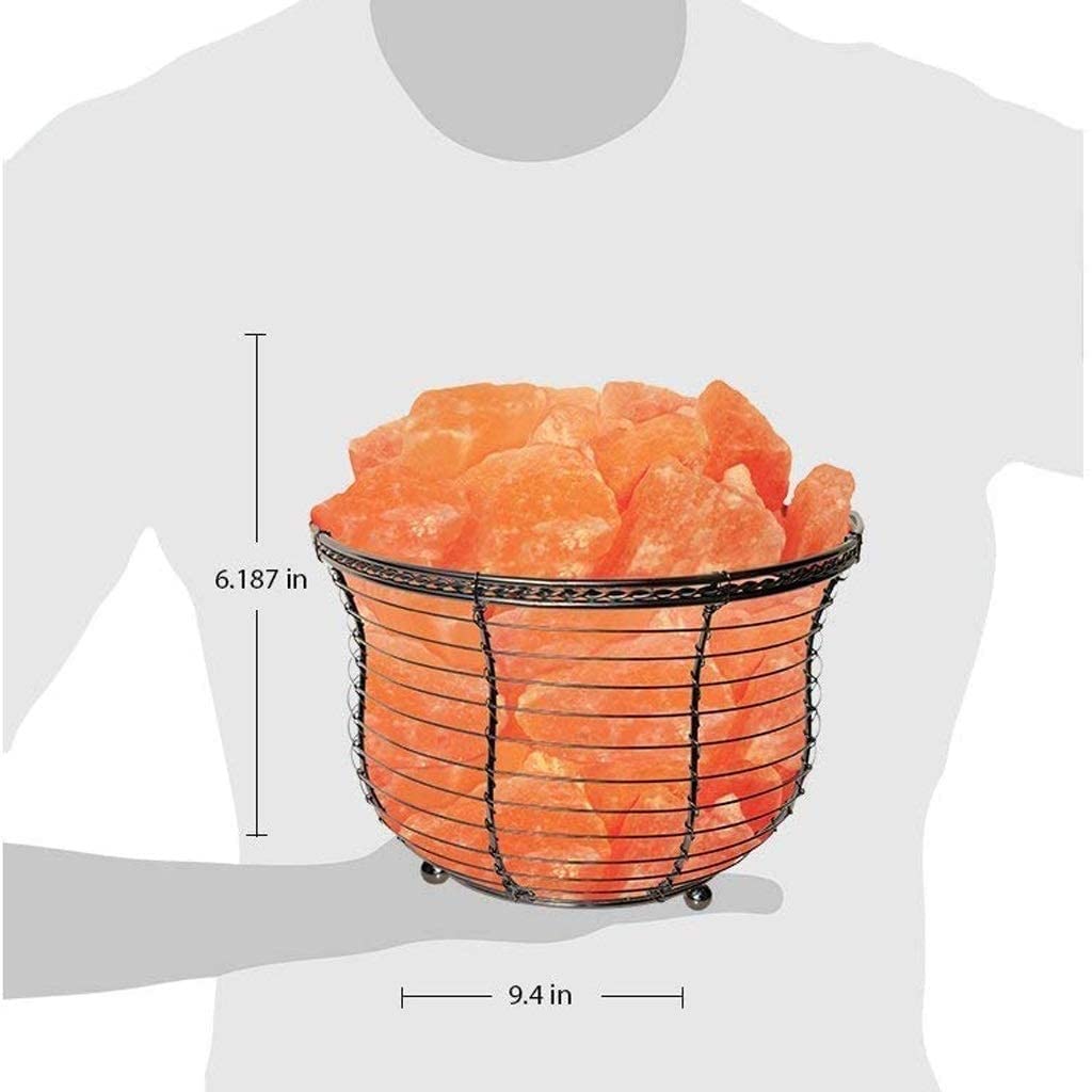 ZHYKLL Natural Himalayan Salt Lamp, Tall Round Metal Basket lamp with Dimmer Switch | 8-10 lbs