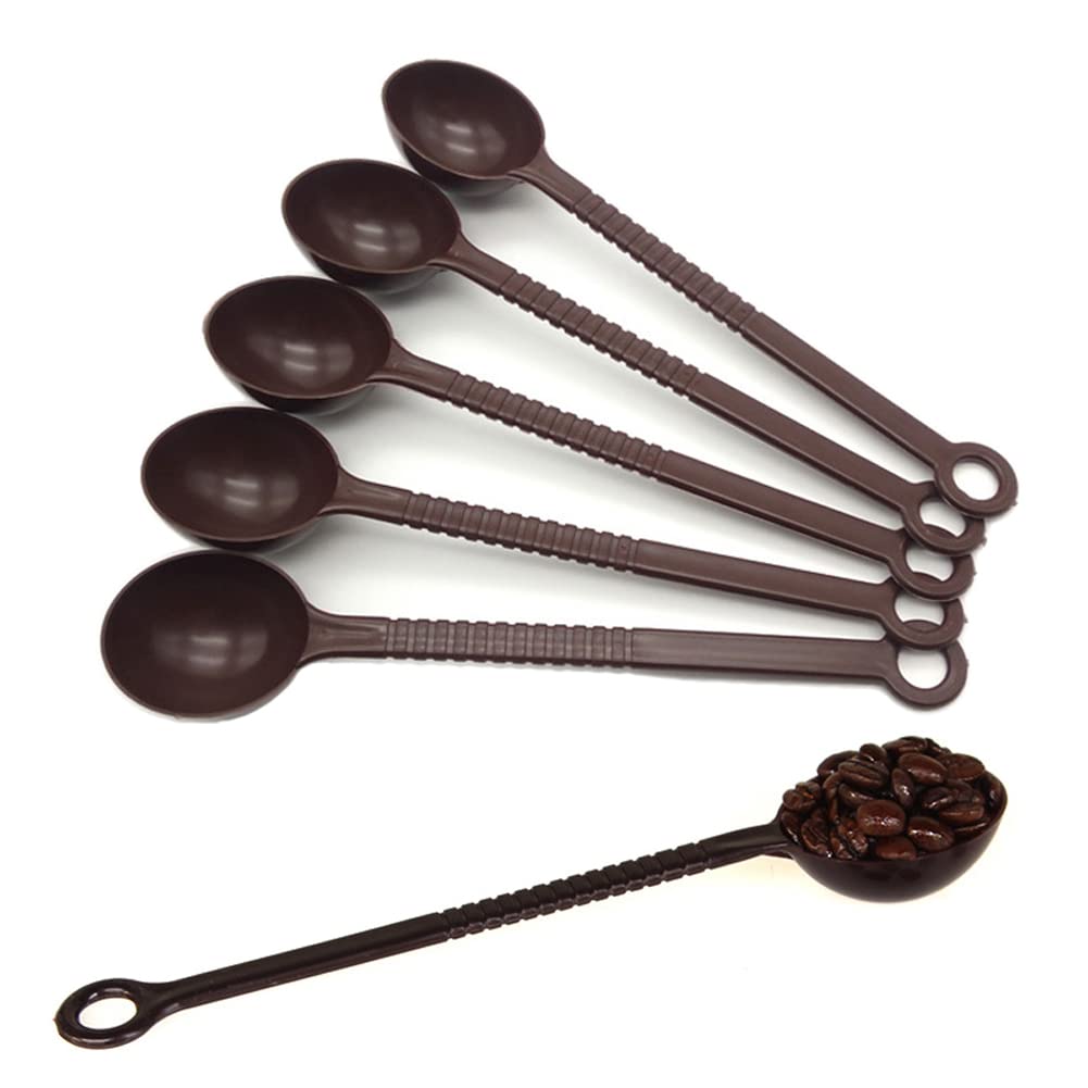30 Pieces Plastic Long Handle Coffee Measuring Spoon Coffee Measuring Scoop Plastic Coffee Scoop Coffee Spoon for Coffee Tea Beans Fruit Powder Sugar Spices Seasoning, 8.26 Inches, Dark-Brown