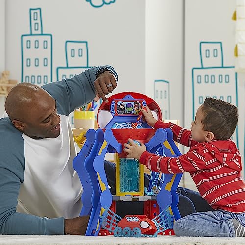 Spidey and His Amazing Friends Web-Spinners Web-Quarters, Kids Playset with Action Figure, Vehicle, and Accessories, Marvel Super Hero Toys, Ages 3 and Up