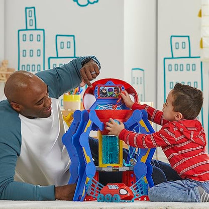 Spidey and His Amazing Friends Web-Spinners Web-Quarters, Kids Playset with Action Figure, Vehicle, and Accessories, Marvel Super Hero Toys, Ages 3 and Up
