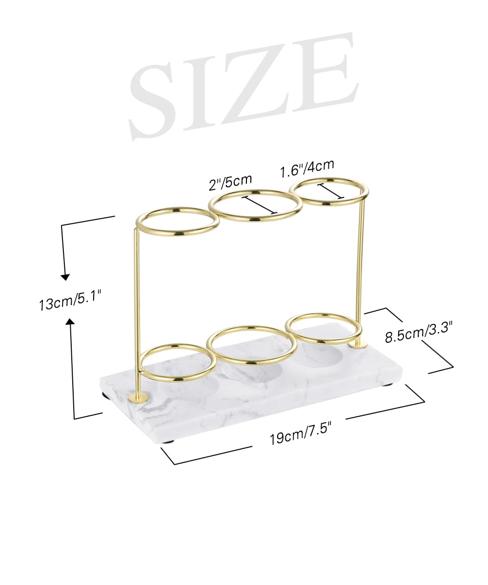 Emibele Electric Toothbrush Holder, 3 Slots 2-Layer Resin Electric Toothbrush Holder Bathroom Toothpaste Razor Storage Non-slip Organizer for Bathroom Toothbrush Toothpaste Cleanser, Gold Marble White