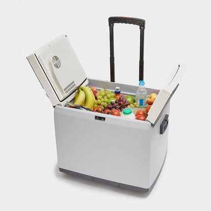 Hi-Gear 45 Litre Cooler with Integrated Handle & Wheels, 12V in Car & 240V Mains Sockets, Portable, Spacious & Wheeled 45L Electric Cool Box, Camping, Campervan, Travel, Picnics, Festivals, Grey