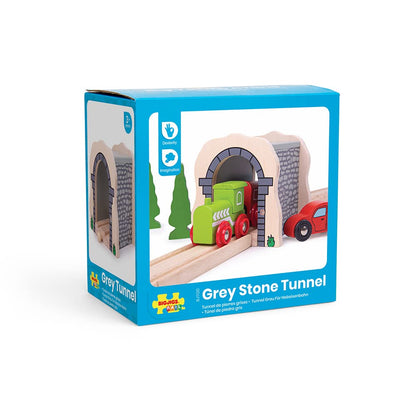 Bigjigs Rail Grey Stone Tunnel, Wooden Train Track Accessories, For Kids
