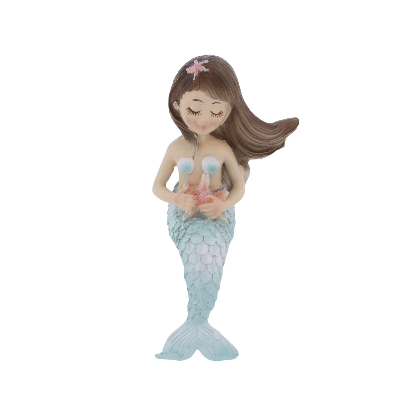 The Bridge Collection Set of 2 Mermaid Shelf Sitters – Cute Coastal Mermaid Figurines Designed for Shelf and Counter Edges – Adorable Nautical Beach House Decor