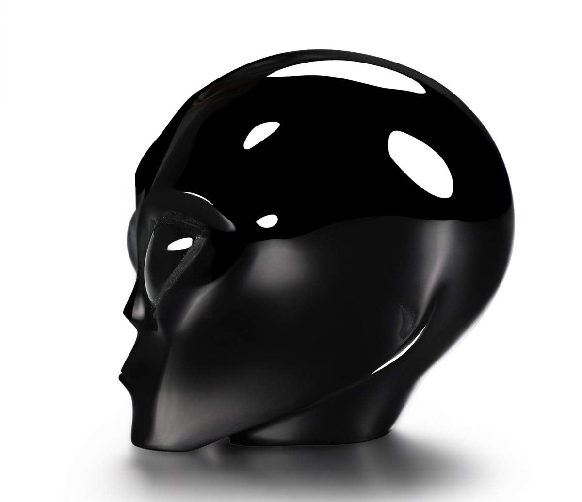 Skullis 2.0" Black Obsidian Crystal Alien Skull, Hand Carved Gemstone Fine Art Sculpture, Reiki Healing Stone Statue.S1144.