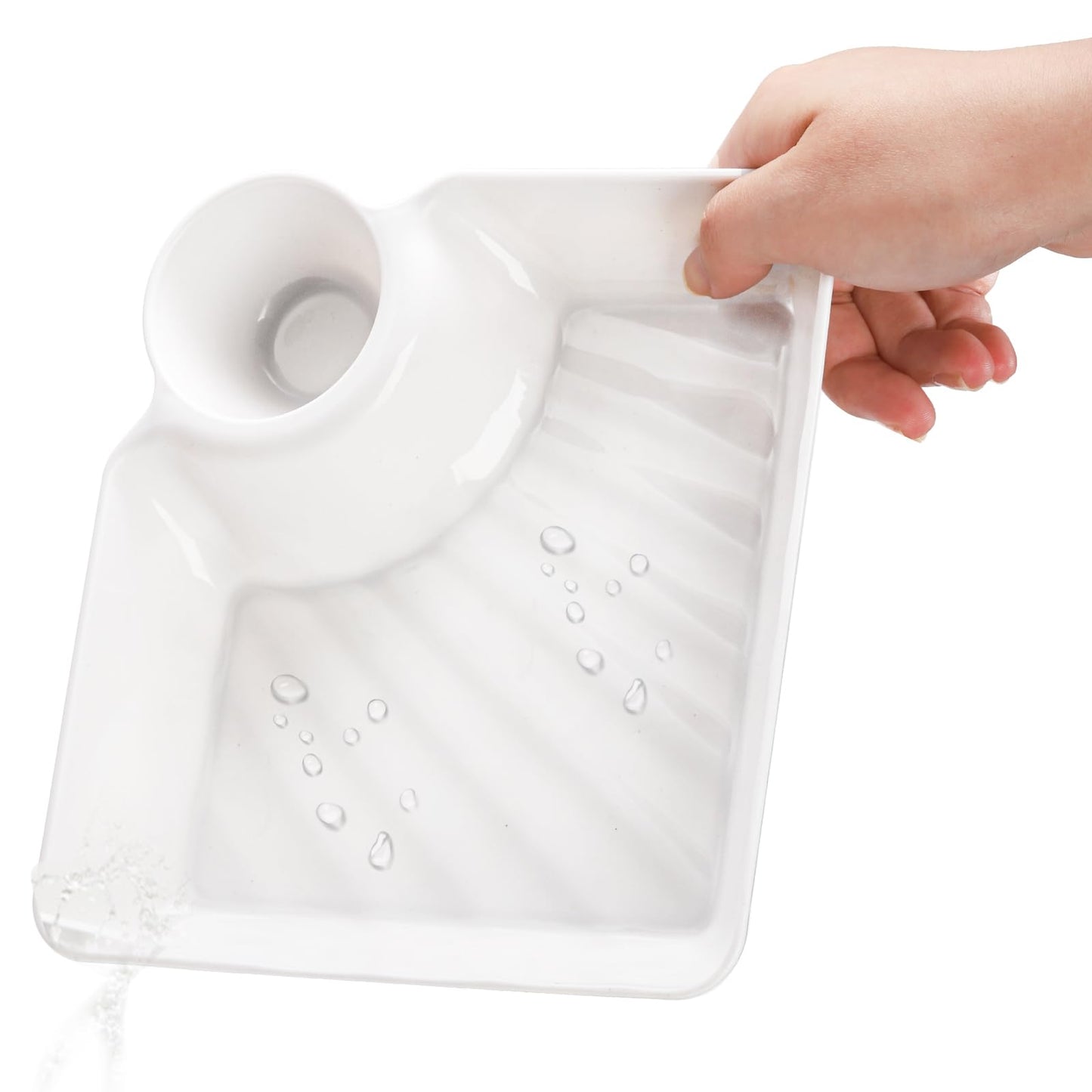 Lawei 10Pcs Chips and Dip Plates, Plastic Serving Platter Set Dumpling Plate with Dipping Saucer, White Divided Snack Serving Dishes for Appetizer, Sushi, Taco Salsa, Charcuterie, Reusable