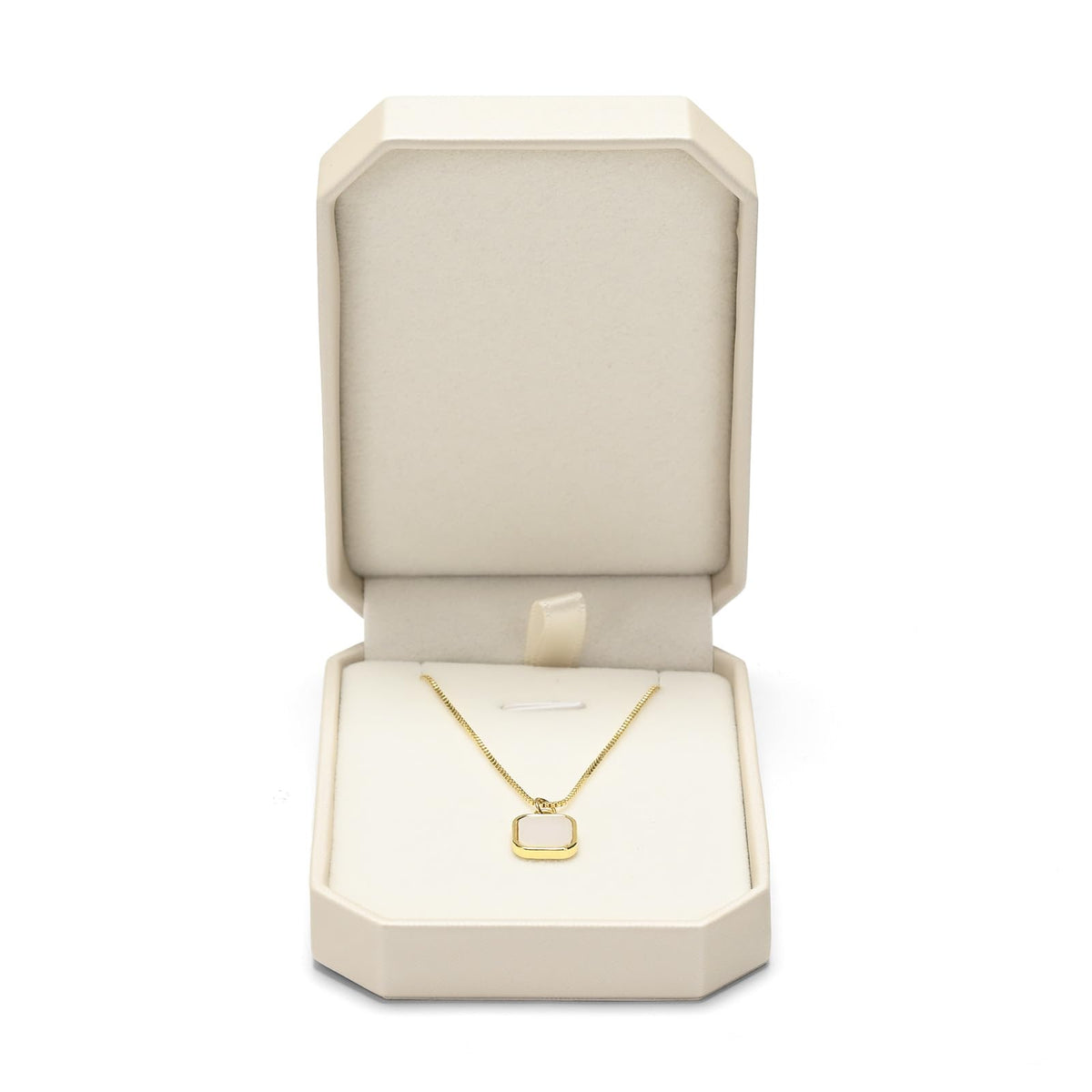 Woodten Beige Small Necklace Box PU Leather Jewelry Gift Box for Pendant Necklace Octagonal Jewelry Pendant Gift Box