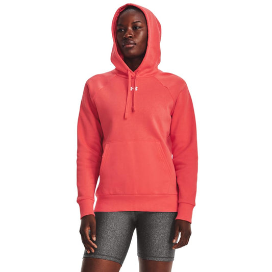 Under Armour Womens Rival Fleece Hoodie, (690) Venom Red / / White, X-Small