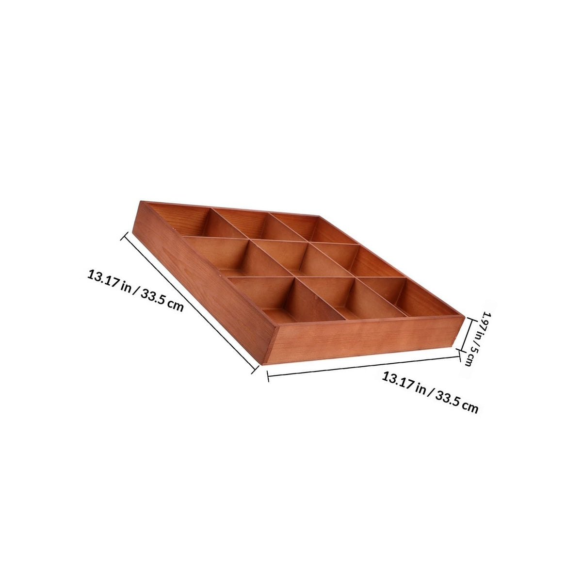 CLISPEED Wooden Multi-compartment Organizer Tray for Office Kitchen Storage and Small Parts Organizer, Brown Wood Material with Versatile Use for Cosmetics and Items on Tabletop or Room