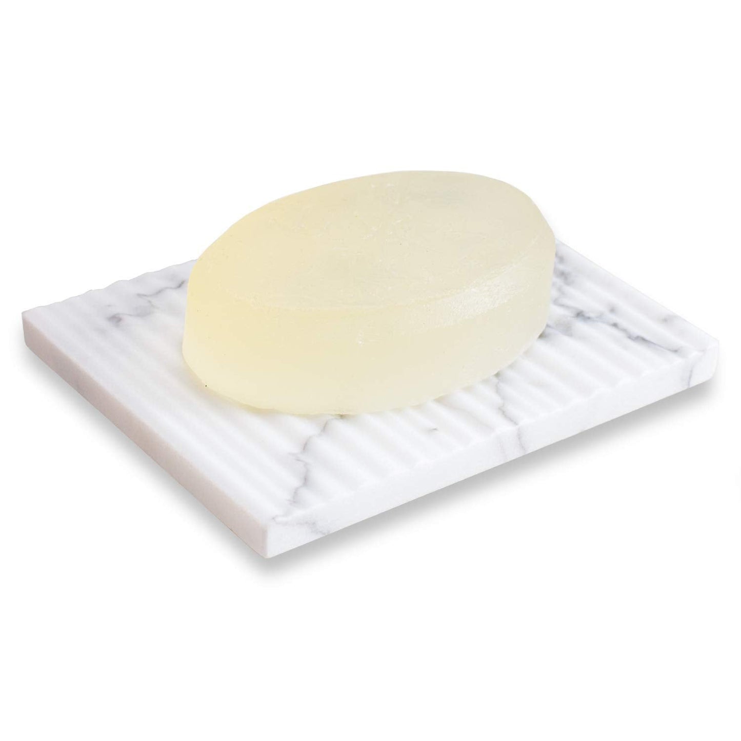 JIMEI White Marble Soap Dish Holder Jewelry Ring Tray Sink Dish Sponge Holder for Bathroom Shower, and Kitchen