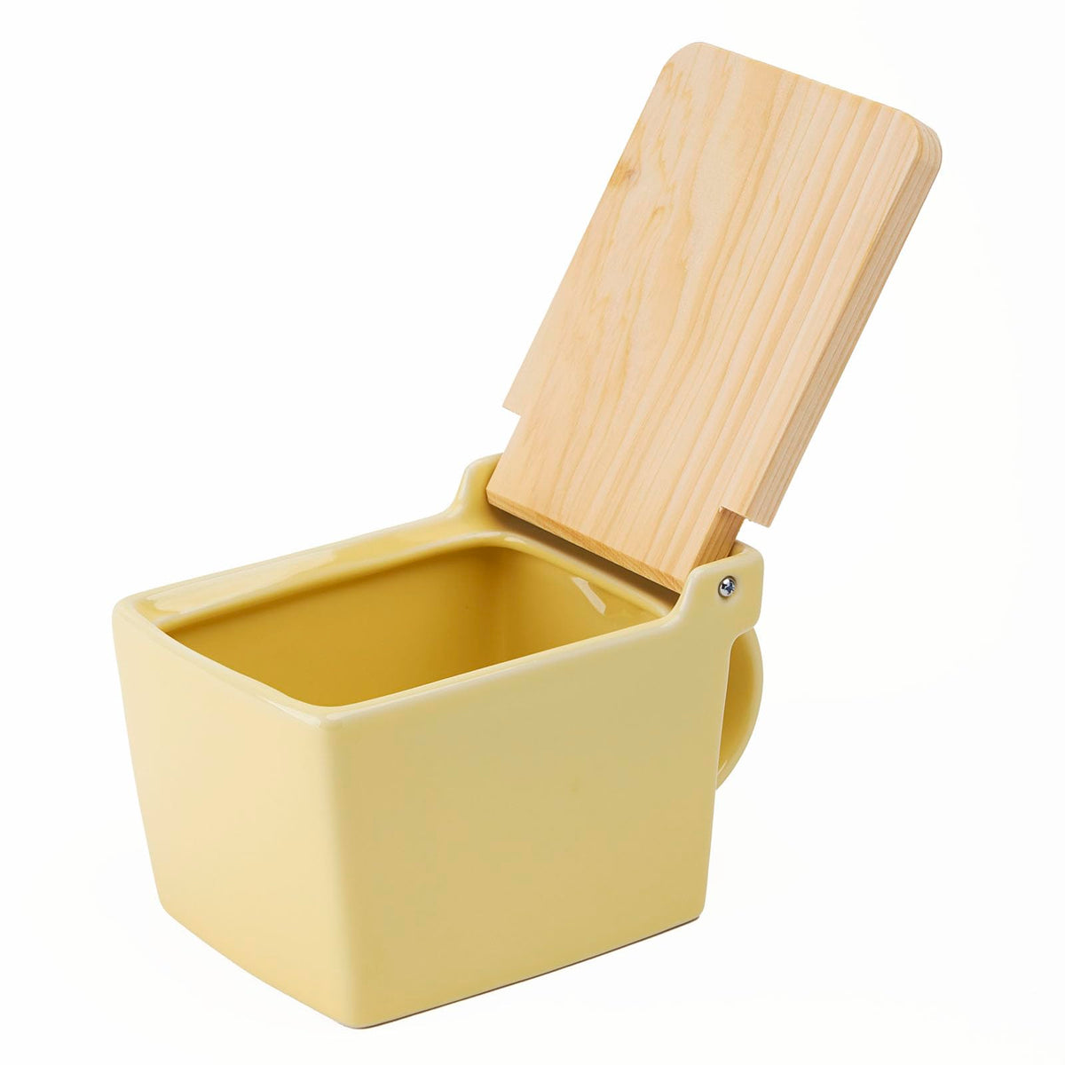 ZERO JAPAN Bee House Premium Salt Box with Hinoki Lid - Container for Sea Salt and Spices - Elegant Cellar for Kitchen Countertop - Banana Yellow, 16 oz