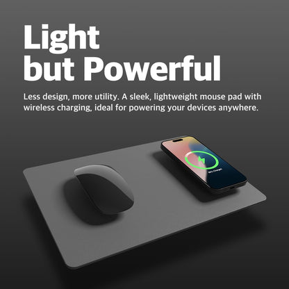 POUT H3 Wireless Charging Mouse Pad – Qi-Enabled Fast Charger Built into Sleek Desk Mat, Compatible with Phones, Earbuds & More(Dust Gray)