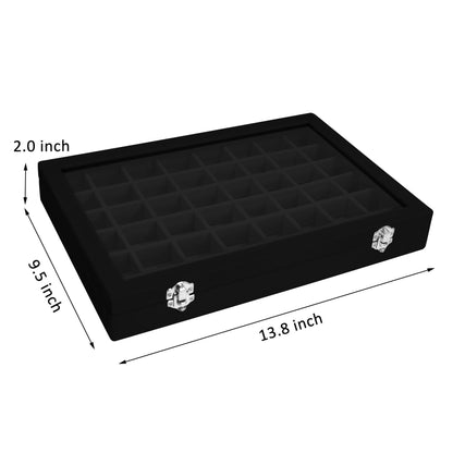 Vicoter Velvet Jewelry Tray 48 Compartments Jewelry Display Organizer with Transparent Cover Rings, Earrings, Necklaces, Pendants Storage Box for Girls, Wives, Mothers, Women