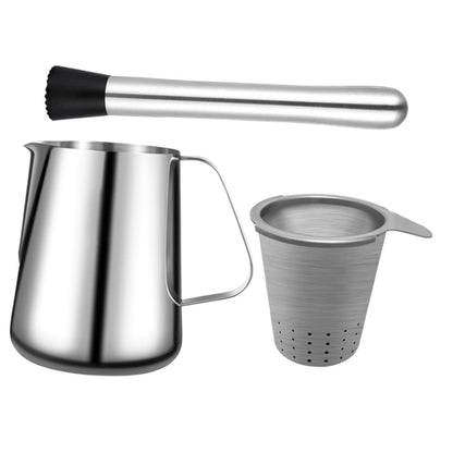 SOLUSTRE Stainless Steel Citrus Juicer Manual Hand Press Fruit Squeezer Portable Lemon Juicer Set for Household and Daily Use with Silicone Head, Compact 3pcs Kit