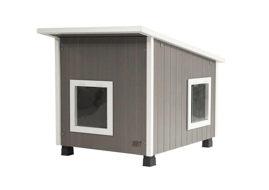 New Age Pet ECOFLEX XL Outdoor Cat House - Durable, Moisture-Resistant Wood Plastic Composite, Dual Entry, Easy Assembly, Elevated Floor for Ventilation, Compatible with Heated Pad, 10-Year Warranty
