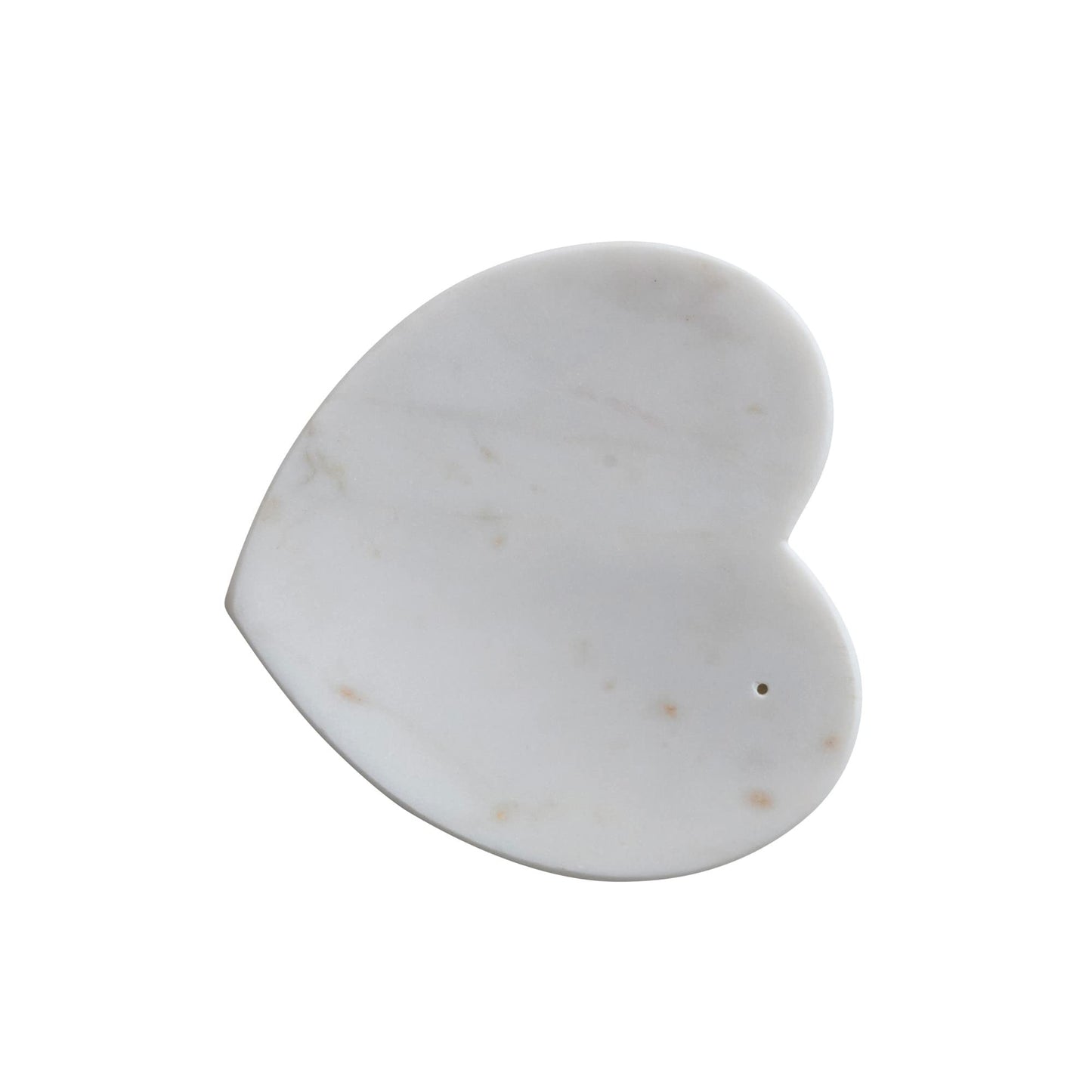 Creative Co-Op Marble Heart Shaped Dish, White