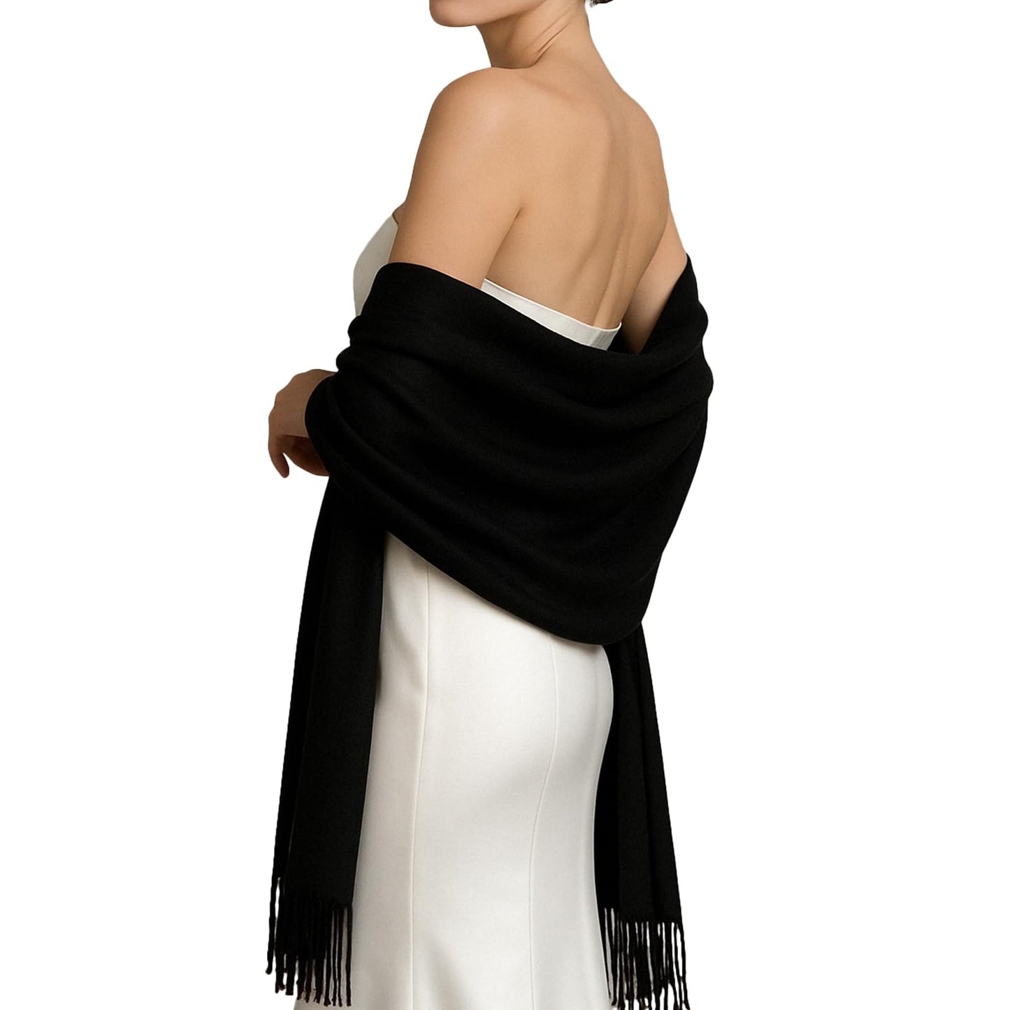 RIIQIICHY Black Pashmina Shawls and Wraps for Women Wedding Ladies Winter Scarf