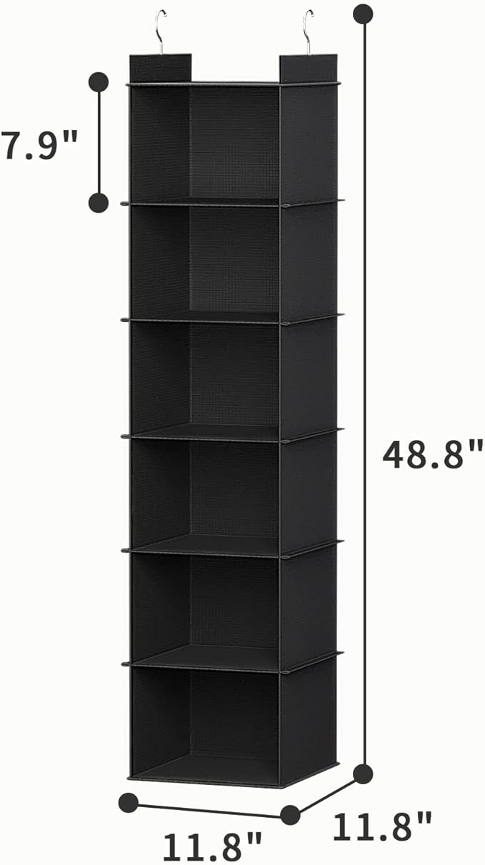 YOUDENOVA Hanging Closet Organizer, 6-Shelf Closet Hanging Storage Shelves