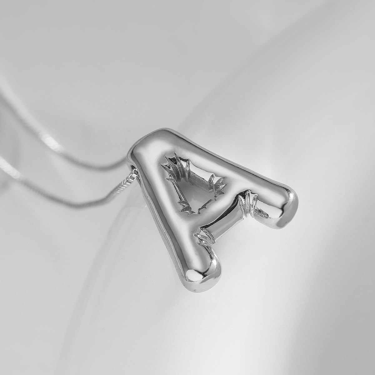 MTINEAPS Silver Initial Necklaces for Women Teens Gifts Trendy Stuff Bubble Letter Pendant Necklaces Sterling Silver Jewelry Birthday Gifts for Women Teen Her Sister A