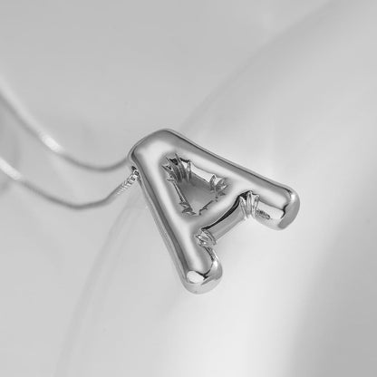 MTINEAPS Silver Initial Necklaces for Women Teens Gifts Trendy Stuff Bubble Letter Pendant Necklaces Sterling Silver Jewelry Birthday Gifts for Women Teen Her Sister A