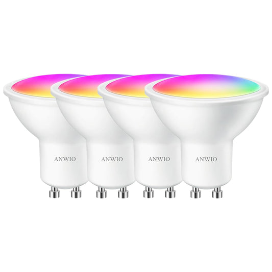 GU10 Reflector Smart LED Bulb, ANWIO 6W = 35 Watt, 400Lm, Compatible with Alexa, Echo, Google Assistant, Dimmed TUYA/Smart Life APP, 4 Pack