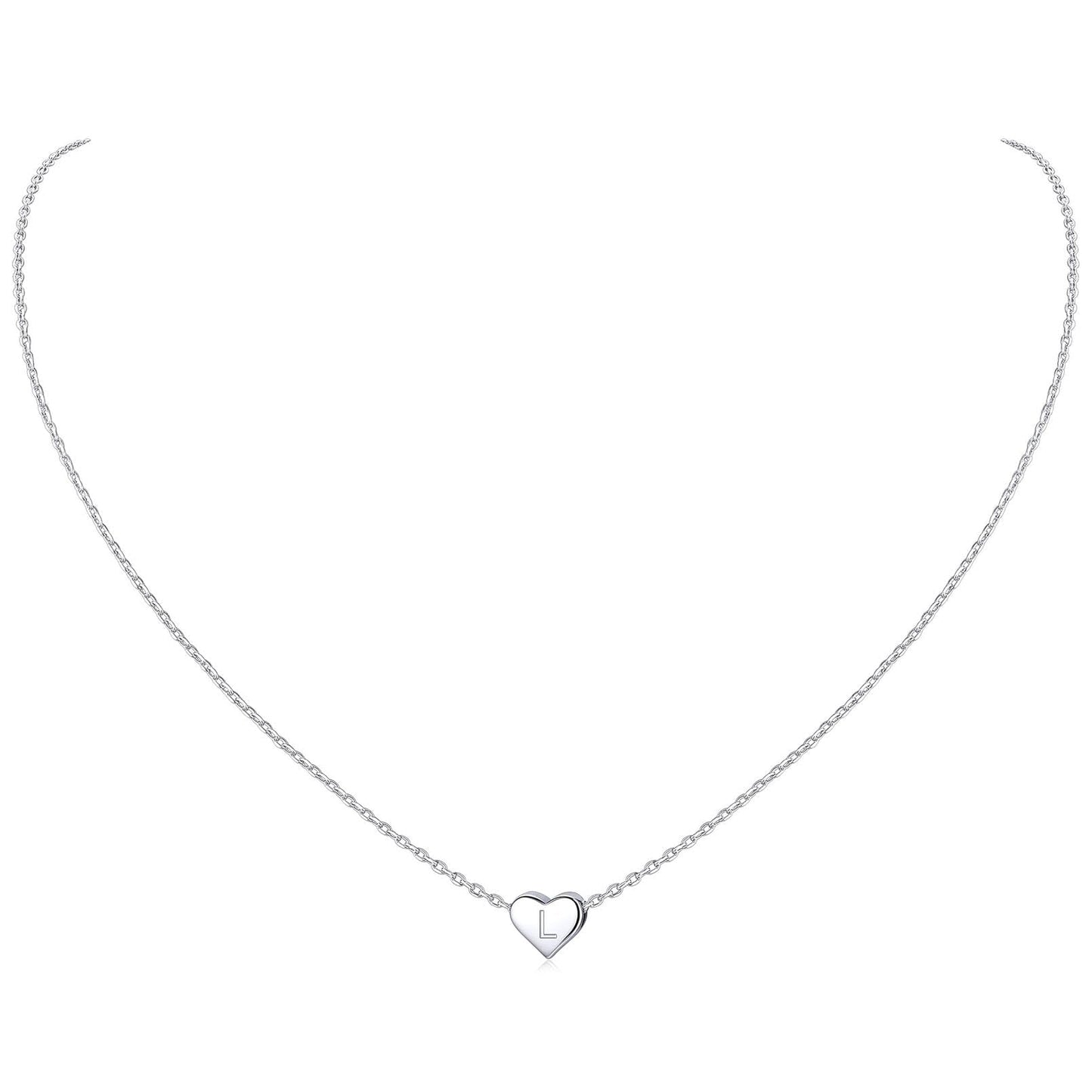 ChicSilver Monogram Necklace Gift for Women 925 Sterling Silver Heart Script Initial Jewelry Letter Pendant Halloween Necklace (Letter L)