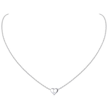 ChicSilver Monogram Necklace Gift for Women 925 Sterling Silver Heart Script Initial Jewelry Letter Pendant Halloween Necklace (Letter L)