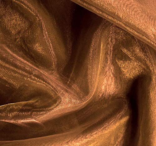VDS Bronze Organza Fabric, 5 Yards Continuous, 45” Wide, Wedding Party Decoration Iridescent Crystal Sheer Shiny Organza Tulle Bridal Dress DIY Crafts Costume Sewing Backdrop Arch Cloth