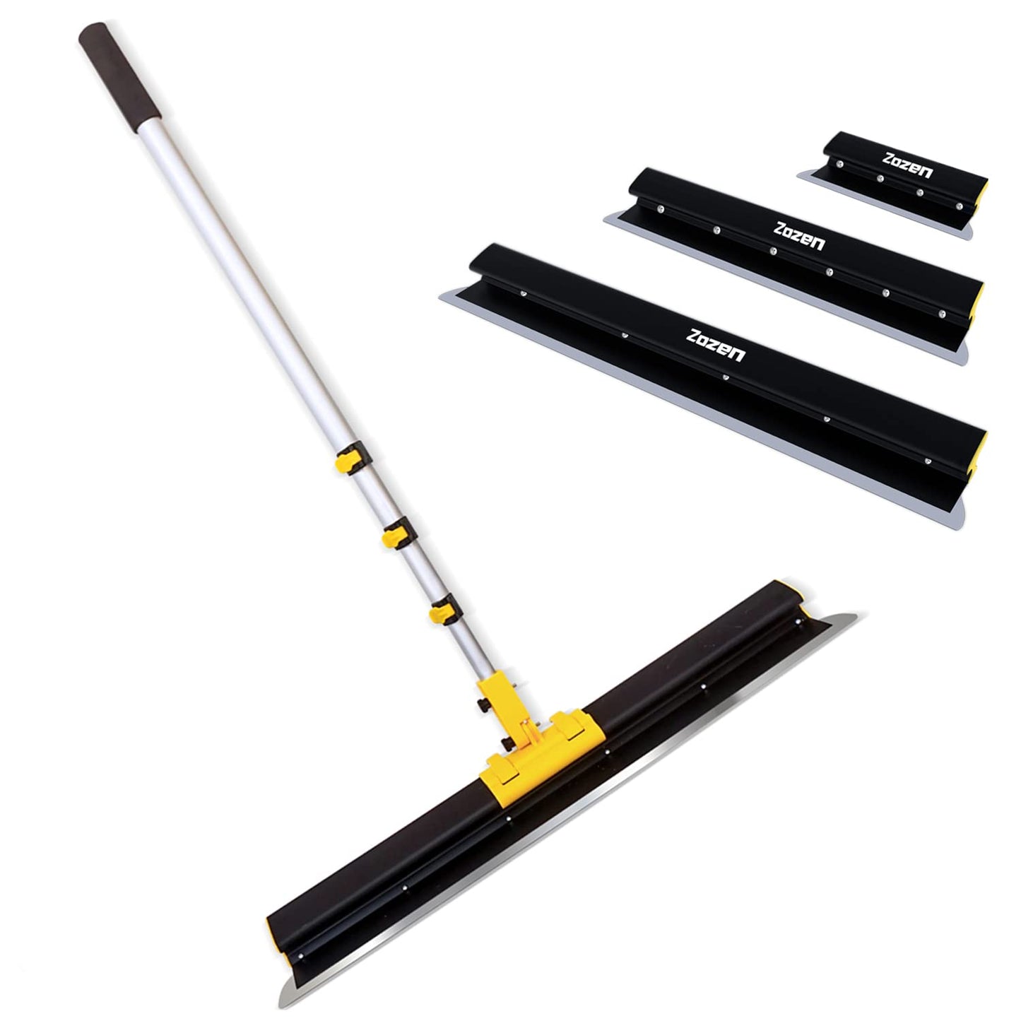 Zozen Drywall Skimming Blade with Extension Handle Set, All Body made of Aluminum Alloy, 10"+24"+32" Skimming Blade + Adjustable Length Extension Rod + Adjustable Angle Holder