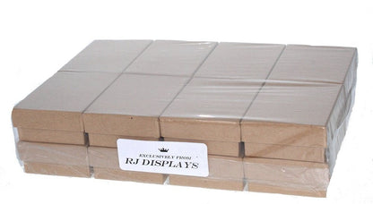 RJ Displays 16 Pack Cotton Filled Brown Kraft Paper Cardboard Jewelry Gift and Retail Boxes for Necklaces, Bracelets, Watches and Small Gifts, Jewelry Packaging Boxes Size 3 x 2 x 1 Inch (Brown Kraft)
