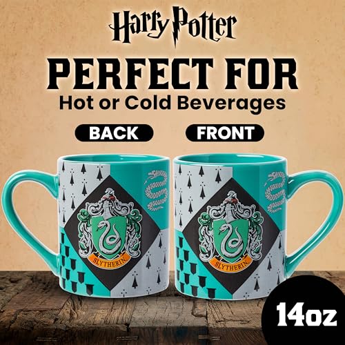 Silver Buffalo Harry Potter Hogwarts Slytherin House Crest Ceramic Mug, 14 Ounces
