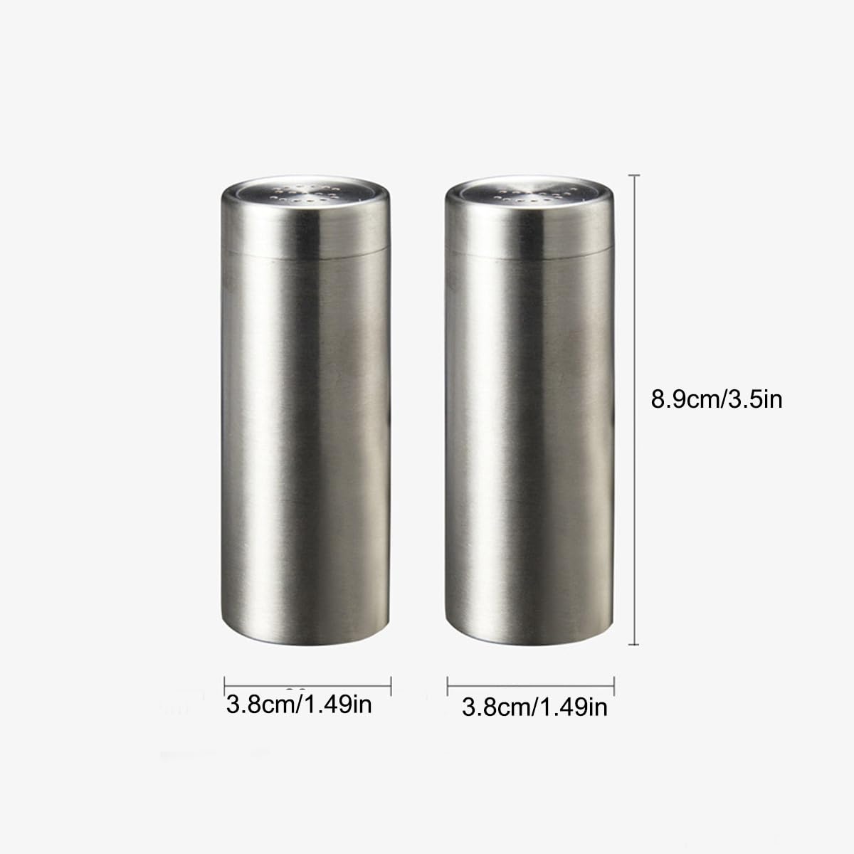 ZAAWUUT 2-Pack Salt Pepper Shakers,3OZ Salt and Pepper Shaker,Stainless Steel Spice Jars Seasoning Dispenser for Salt Sugar Spice Pepper (Silver, Large)