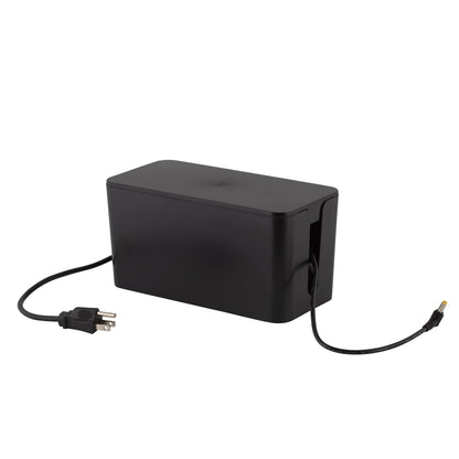 Simplify 2 Pack Cable Organizer Box | Multi-sized | Hidden Storage with Lid | Chargers & Wires | Computer & TV Cords | Black
