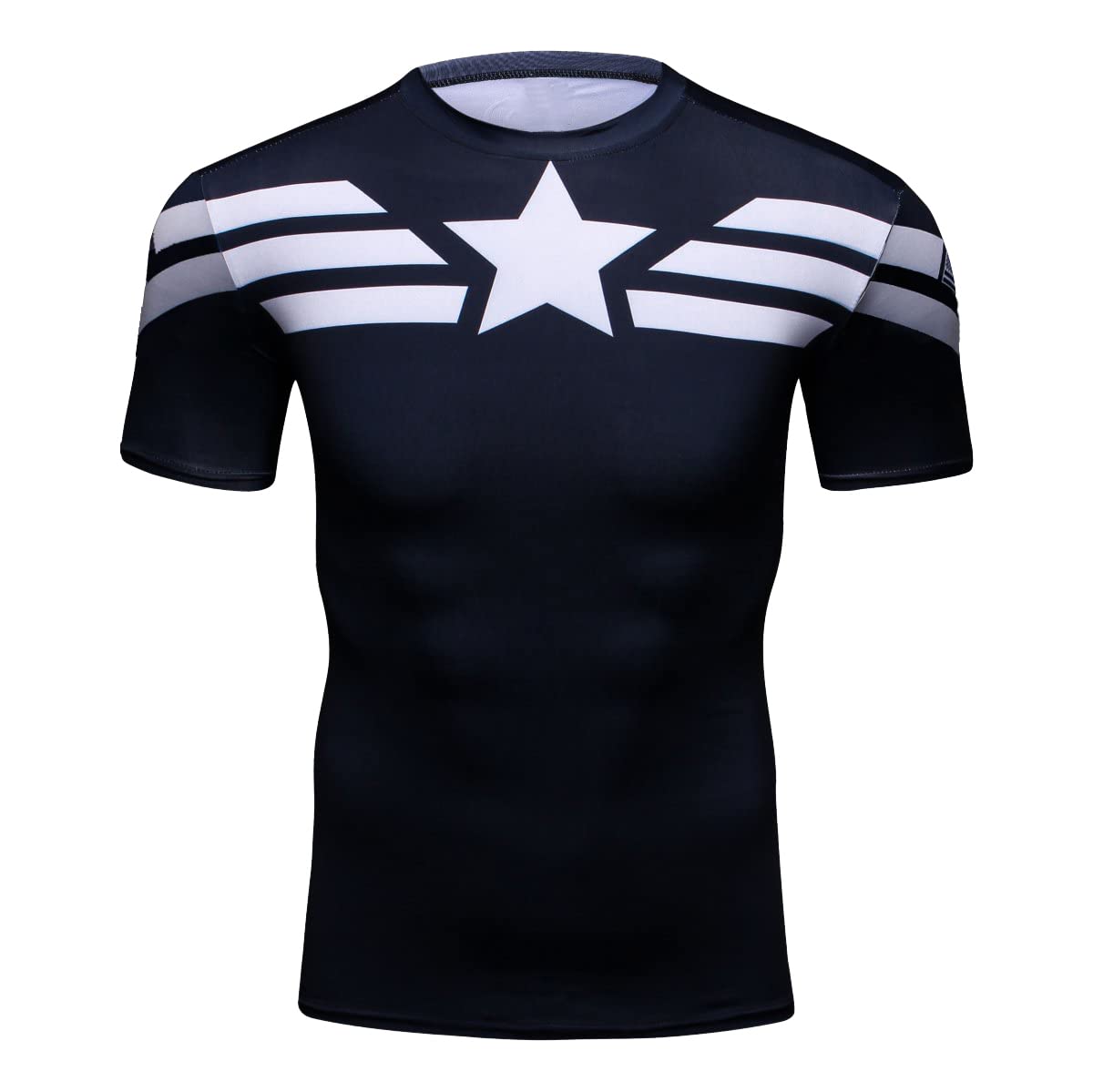 Red Plume Men's Film Super-Hero Series Compression Sports Shirt Skin Running Short Sleeve Tee (L, Leader C)