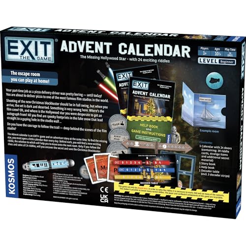 Thames & Kosmos EXIT: Advent Calendar - The Missing Hollywood Star, Escape Room Card Game, Family Games for Game Night, Holiday Season Games for Adults and Kids, for 1+ Players, Age 10+