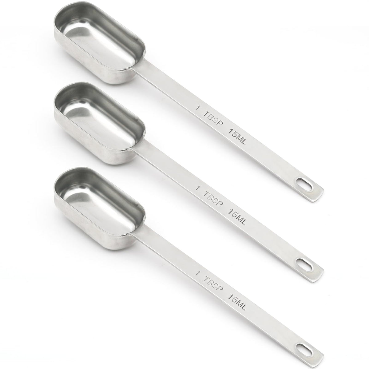 BERYLER 3PCS 1tbsp (3tsp, 15ml, 1/2oz) Single Measuring Spoon, Stainless Steel Long Handle Individual Teaspoons Only