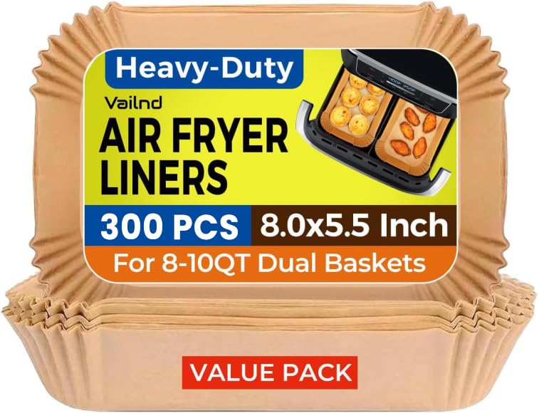 Air Fryer Paper Liners, 200pcs Air Fryer Liners Disposable, 8" Square Baking Liner for 5-8 qt Airfryer Basket, Non-stick and Oil Proof Parchment Paper for Oven, Pans & Baking