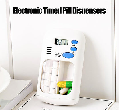 Electronic Timed Pill Dispensers,Digital Pill Organizer,Automatic Daily Pill Box Reminder with Beeping Alarm for Elderly Gift,Portable for Office Travel