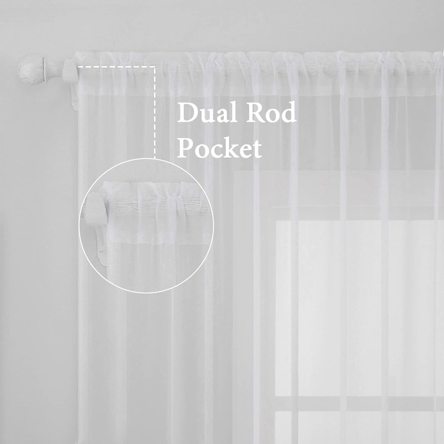 MIULEE 2 Panels Solid Color White Sheer Window Curtains Elegant Window Voile Panels/Drapes/Treatment for Bedroom Living Room (54 X 84 Inches White)