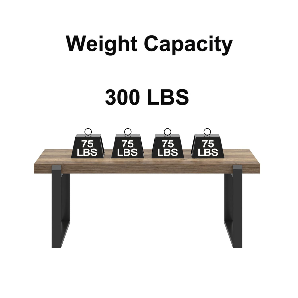 FOLUBAN Coffee Table, Modern Rustic Wood and Metal Center Table, Industrial Cocktail Tea Table for Living Room, Oak, 44 Inch