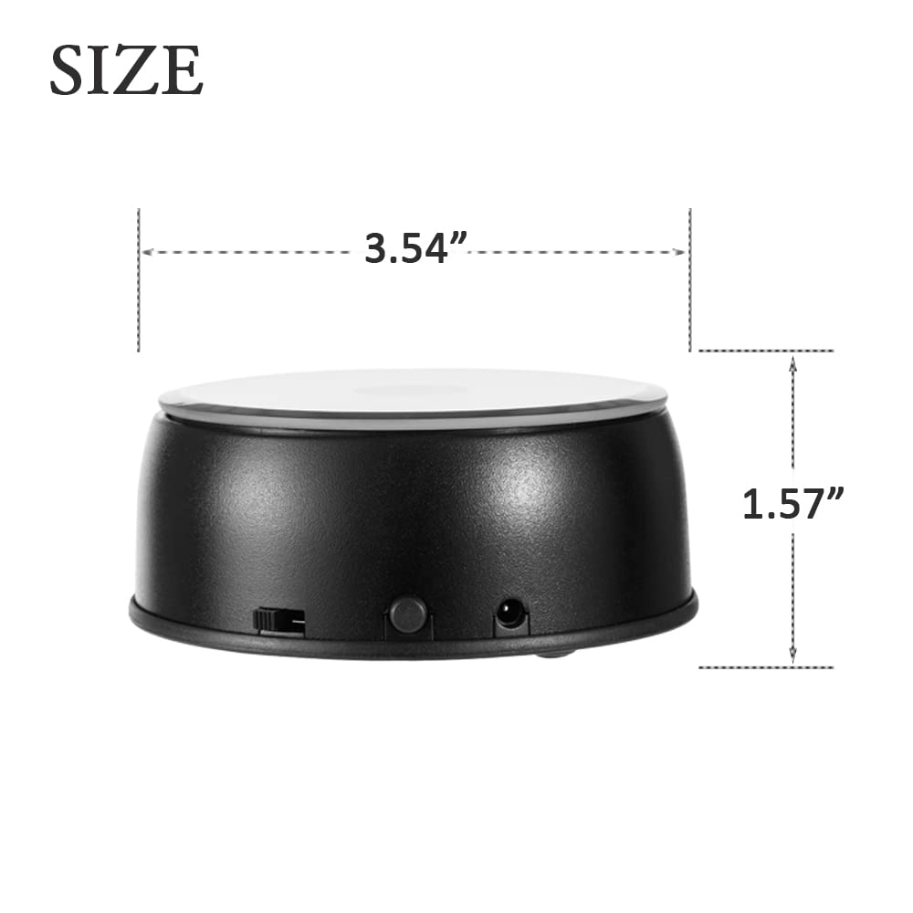 IFOLAINA Rotating Display Stand Led Light Base Colorful Lighted Spinning Statue Tumbler Display Platform for Cup Bowl Trophy Crystal Glass Art - Black