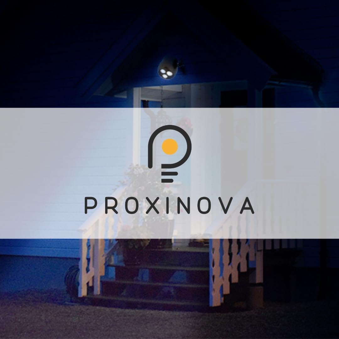 Proxinova Outdoor LED Security Lights, Motion Sensor Lights Outdoor, Outdoor Lights Battery Powered, PIR Sensor, Bright LED Floodlight Battery Powered Outdoor Lights 360° Rotation, Compact & Easy Fit