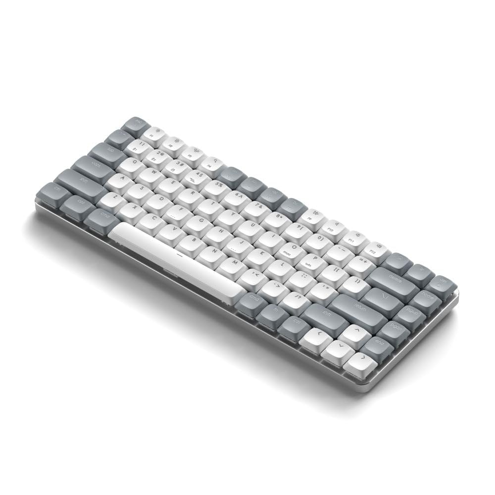 Satechi SM3 Mechanical Keyboard for Mac and Windows, 108 Keys Full Size with White LED Backlit, Wired and Bluetooth for Mac and Windows - Dark Gray/Gray
