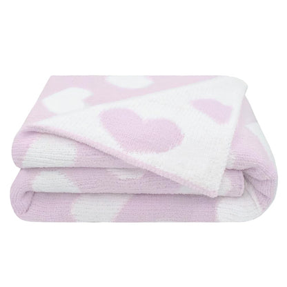 Living Textiles Purple Hearts Chenille Soft Baby Blanket Reversible Premium Cozy Fabric for Best Comfort - for Infant,Toddler,Newborn,Nursery,Boy,Unisex,Throw,Crib,Stroller,Gift, Purple Heart 40x30